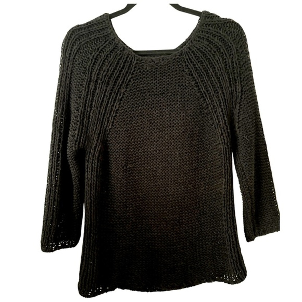 Sydney Easton Chunky Black Crewneck Knit‎ Long-Sleeved Sweater